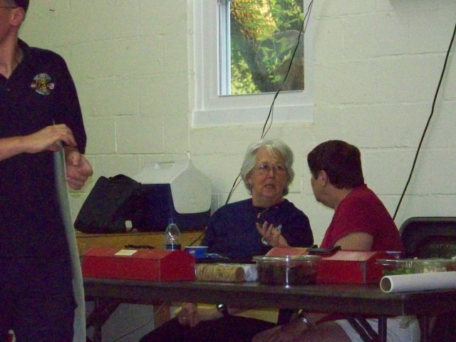 Members Norma Spicer and Shirley Mills have a coversation while waiting for Bingo to start.