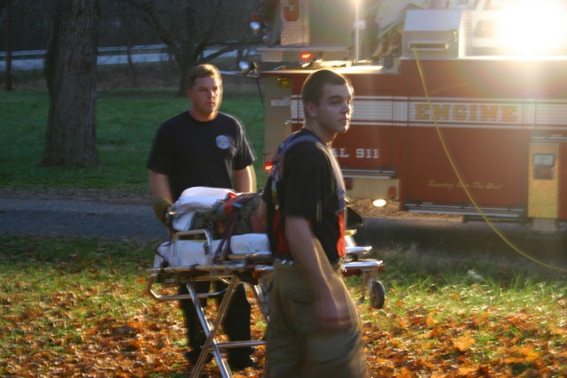 Peter Nash retreiving the ambulance cot during Training/House Burn Nov 12, 2006
Transco Road