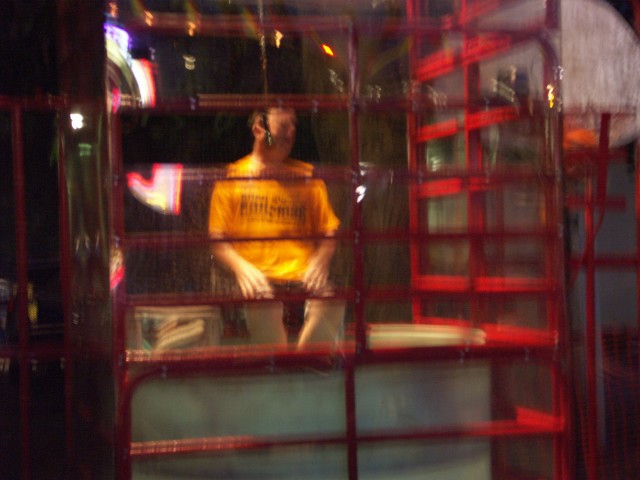 Senator Alan Kittleman waiting to be dunked by fair goers.